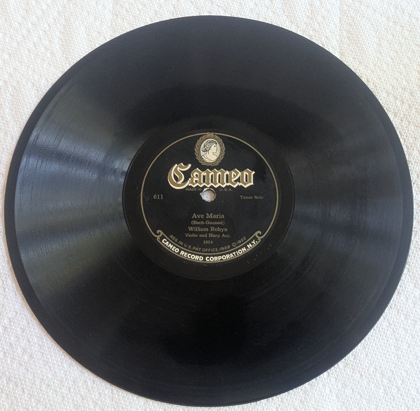 Vintage 1924 Cameo 611 Ave Maria William Robyn Eugene Ormandy 78 RPM Record 10