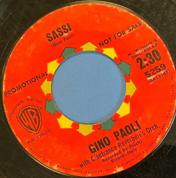 Vintage 7” vinyl record 45 RPM Gino Paoli Sassi Al DI La rome adventure vinyl