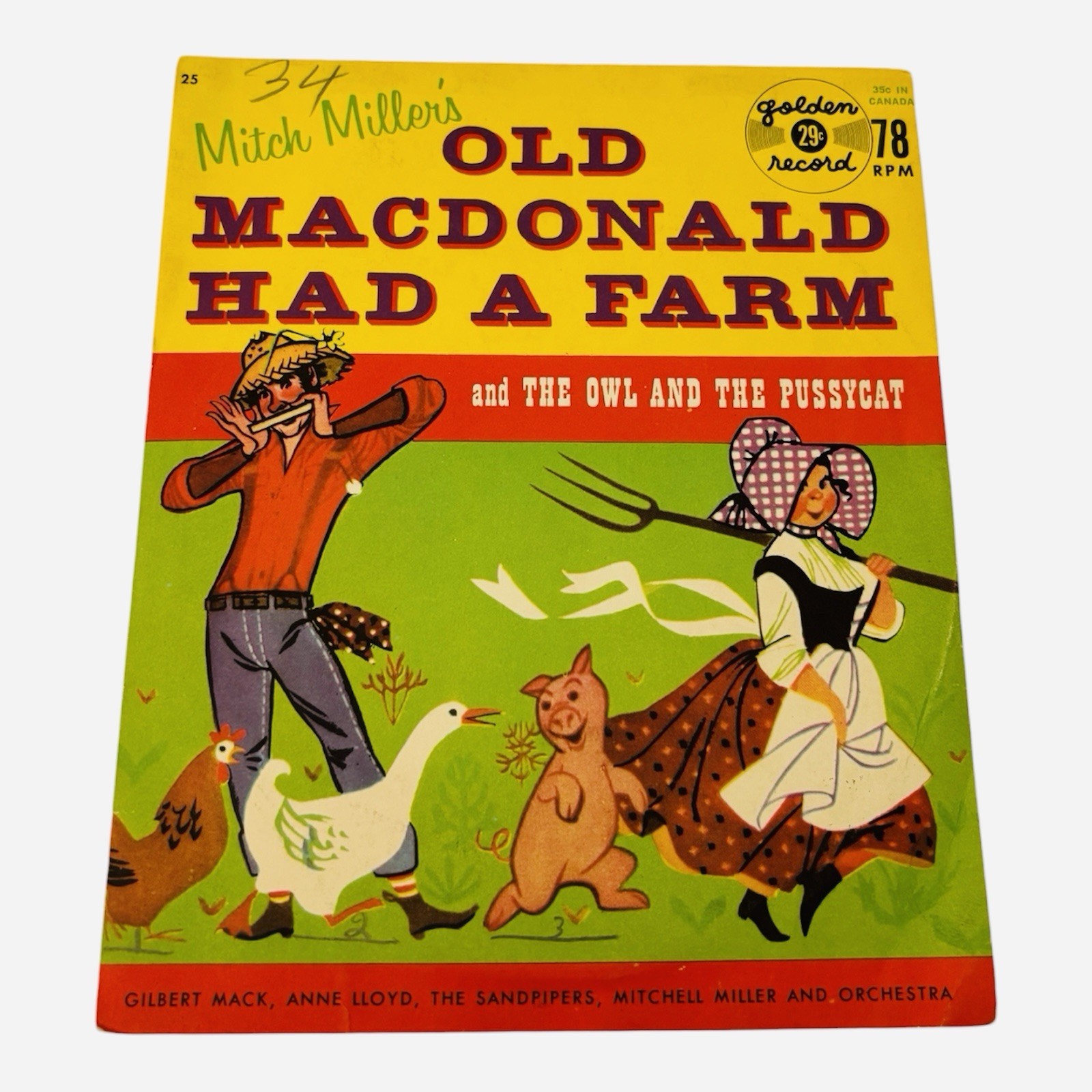 Golden Records Old MacDonald Had A Farm The Owl And Pussycat Mitch Miller 78 RPM