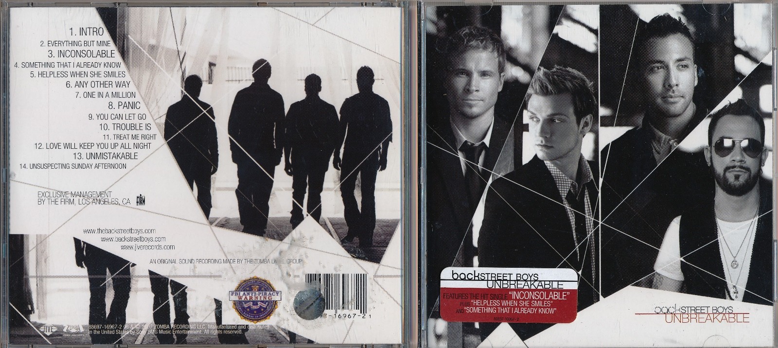 Backstreet Boys-Unbreakable-Firm-Jive-Zomba 16967-Vintage 2007 CD-Artwork-N Mint