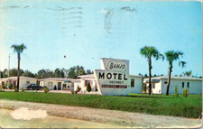 Banjo Motel Dinsmore Fla Palm Trees Cars Postcard c1960 Postmark Winston-Salem picture