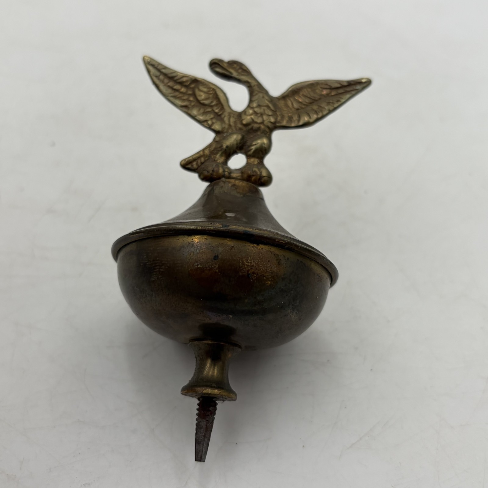 Antique Brass Grandfather Clock Eagle Round Ball Finial Topper Banjo Grandfather