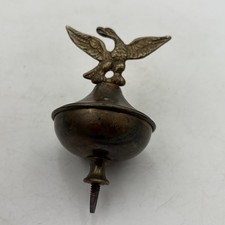 Antique Brass Grandfather Clock Eagle Round Ball Finial Topper Banjo Grandfather picture
