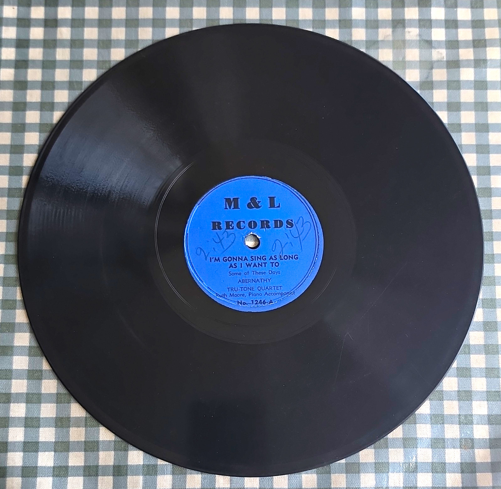 M & L Records Tru-Tone Quartet Gospel Record 1246-A/B I\'m Gonna Sing / Jesus