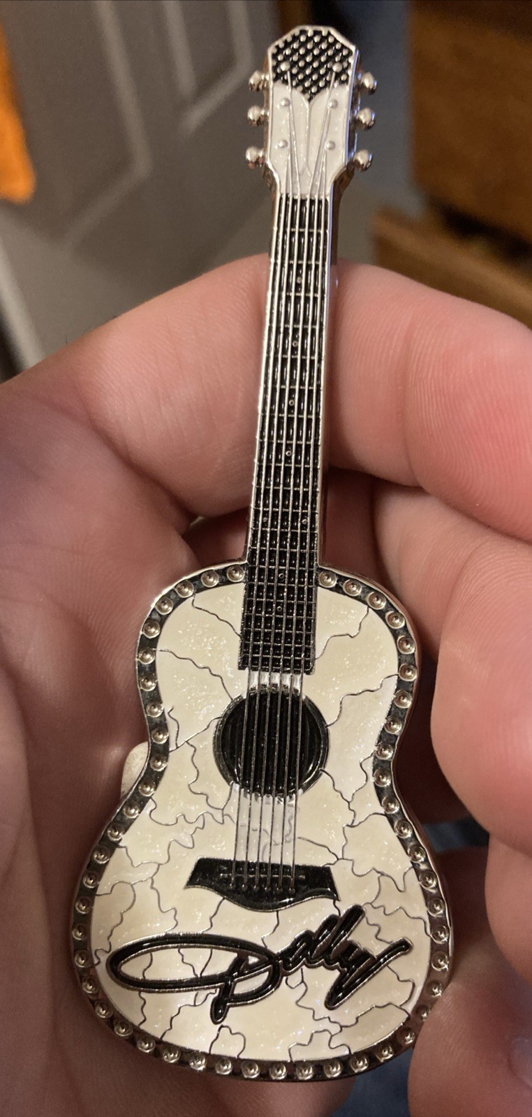 Dolly Parton White Sparkle Guitar Magnet Dollywood