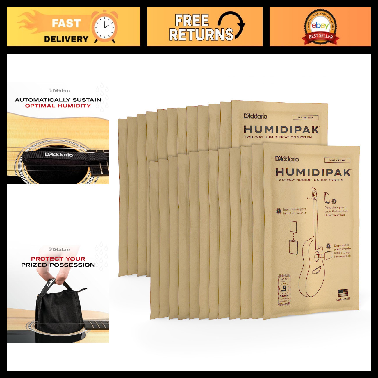 Guitar Humidity Control Packets 24-Pack | Maintain Optimal Instrument Care