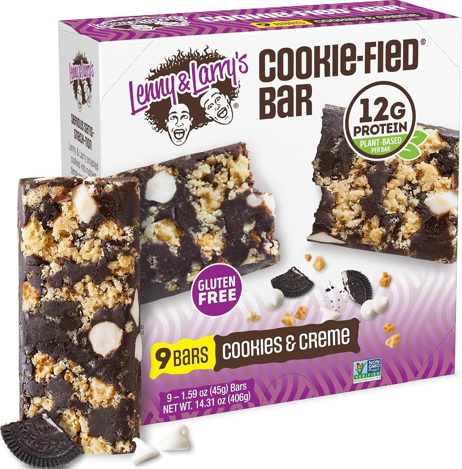 Cookie-Fied Protein Bar – Cookies & Creme Vegan Protein Bars 9X45G – Healthy Sna