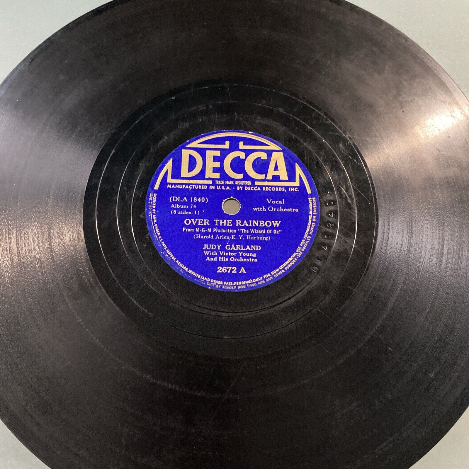 OVER THE RAINBOW Judy Garland 78 rpm DECCA 2672 Original Issue 1939 V HEAR