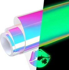 Glow in the Dark Permanent Adhesive Vinyl Holographic Iridescent Vinyl Opal Whit picture