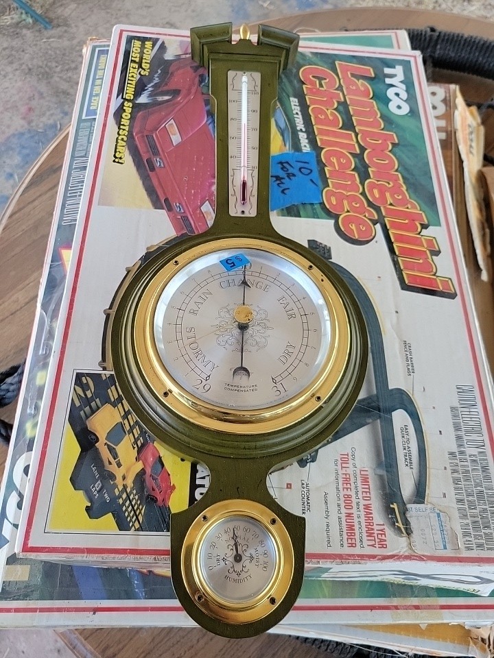 Vintage Taylor Banjo Wood Wall Weather Station Barometer Thermometer Hygrometer