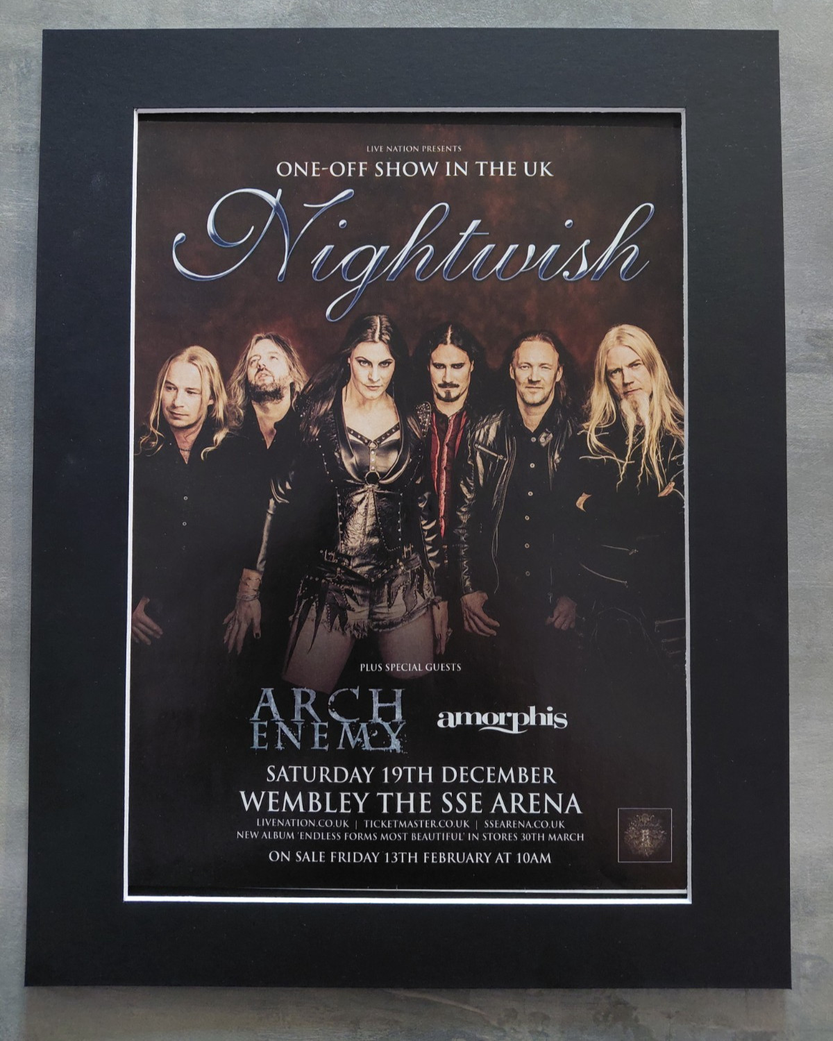 Nightwish 2015 UK Tour Promo Original Tour Advert Mounted 14x11 Inches