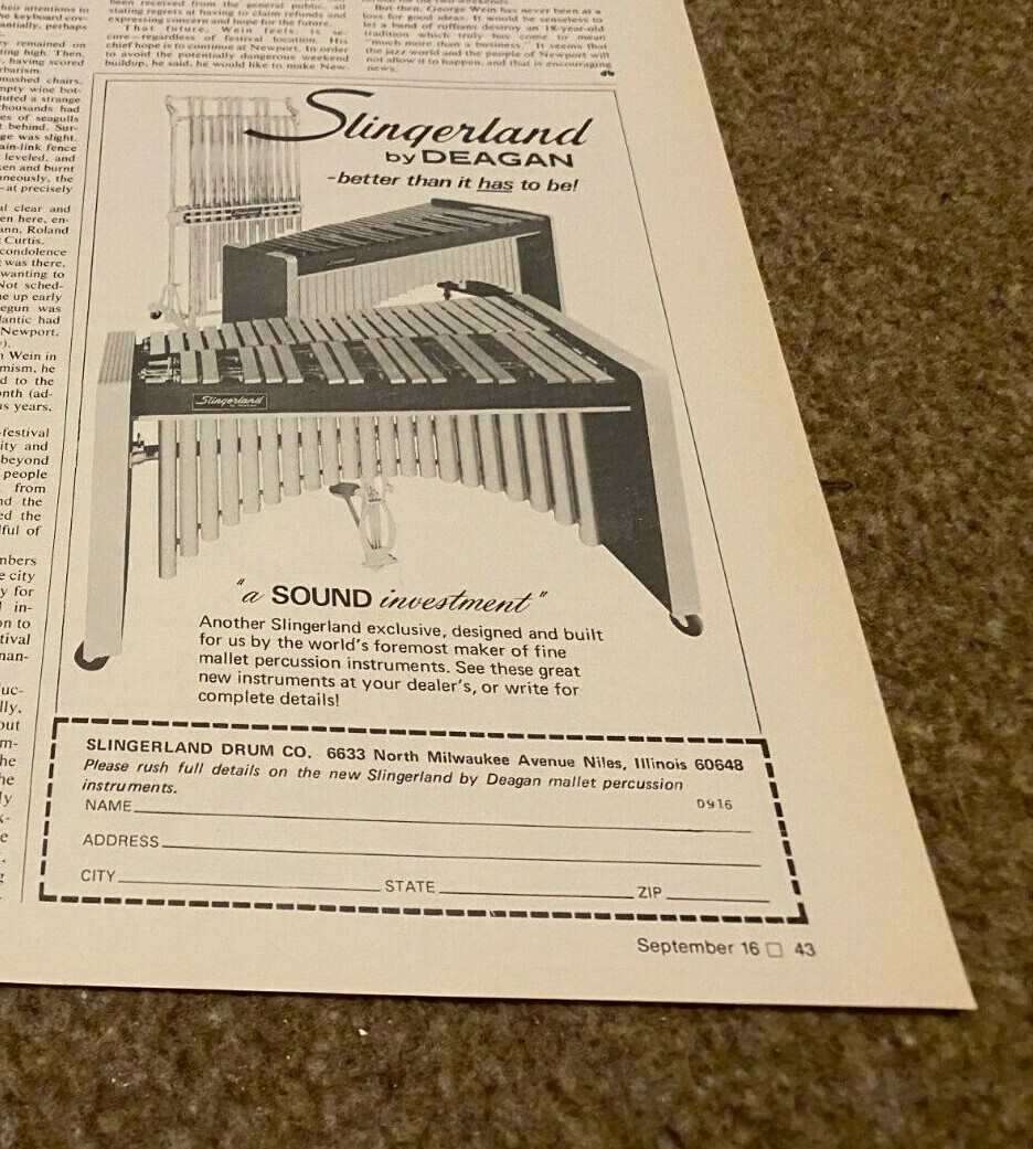 JBF8 ADVERT 8X5 SLINGERLAND DRUMS BY DEAGAN