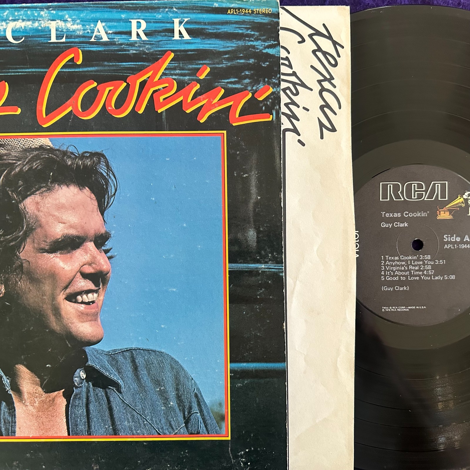 EX Tested 1S/1S ~ GUY CLARK Texas Cookin LP \'76 RCA 1st Press ORIGINAL w/Insert