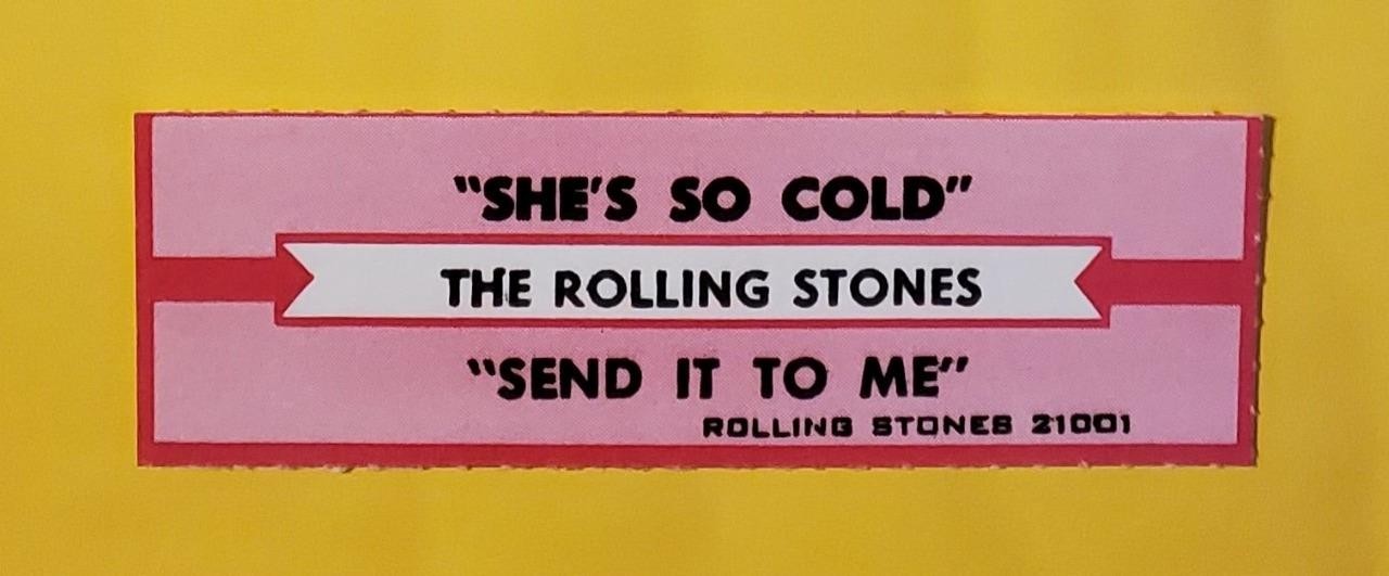 The Rolling Stones RS 21001 SHE'S SO COLD / SEND IT TO ME Jukebox insert only