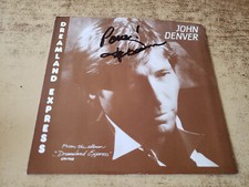 hand autographed 1980s EXCELLENT John Denver – Dreamland Express SLEEVE ONLY 45 picture