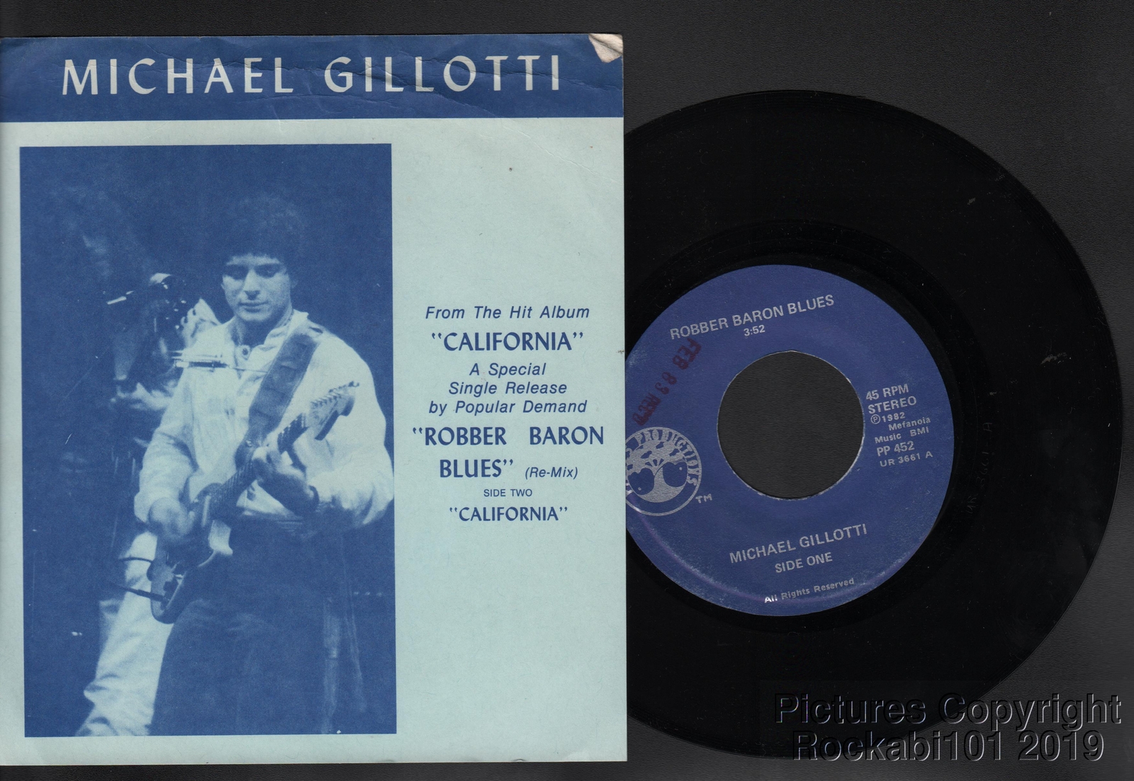 1982 Michael Gillotti Folk / Blues Rock M- 45 - Robber Baron Blues / California