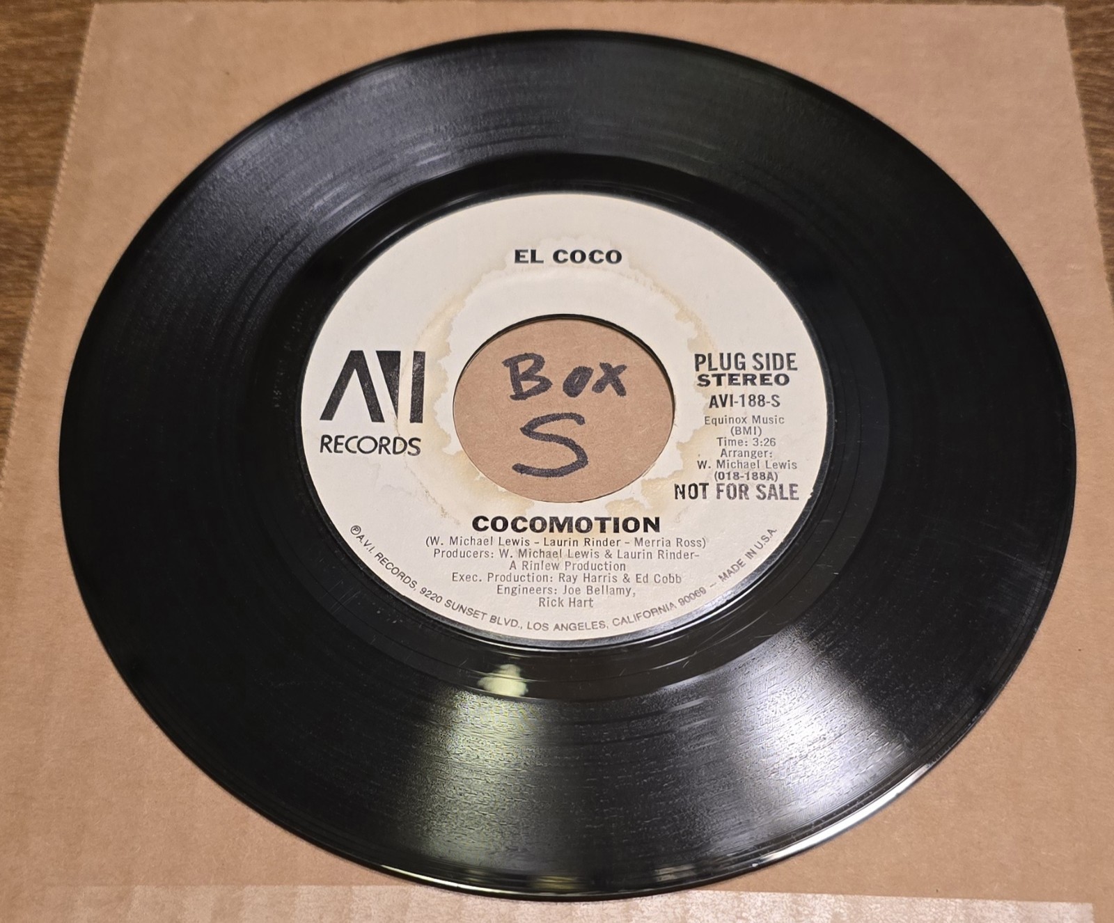 El Coco: Cocomotion/same - VG+ | 1977 Funk/Soul 45rpm - AVI Records Promo