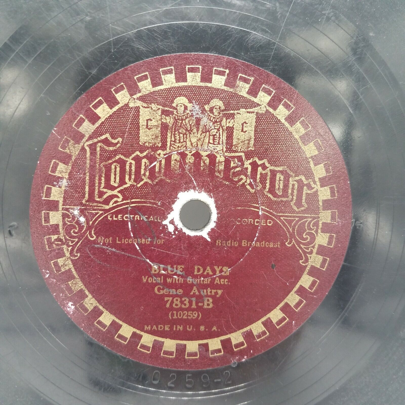Gene Autry - Blue Days / Cowboy's Yodel - RARE Conquerorr Label 7831  