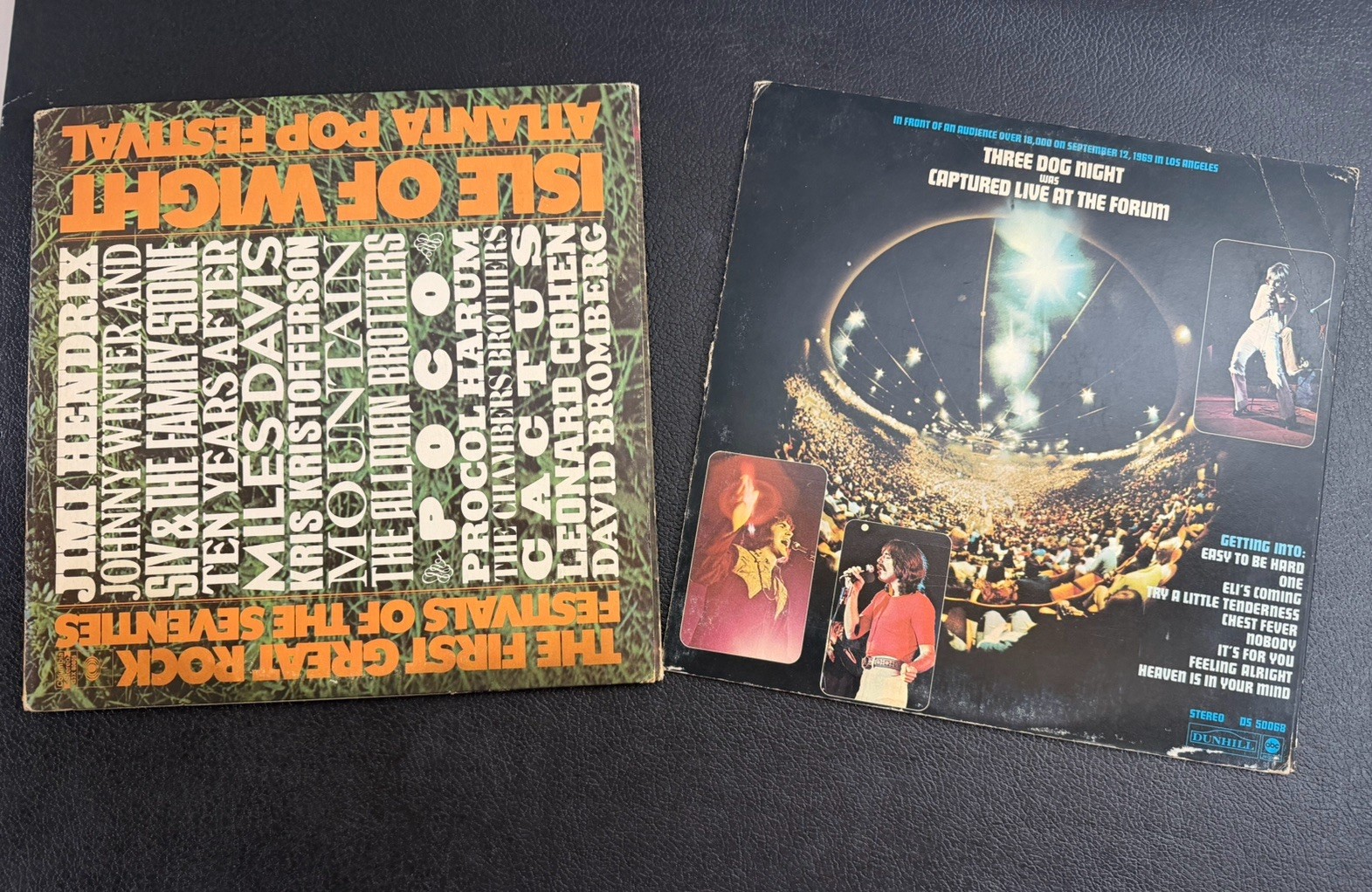 Vintage Rock Vinyl Lot: Isle of Wight Festival 3LP + Three Dog Night Live