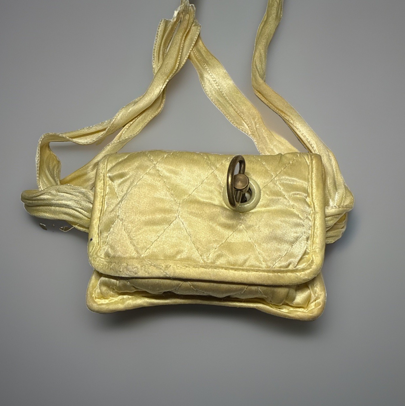 Vintage Wrapped Music Box Hanging Pouch Quilted 1959 Rock A Bye Baby Works