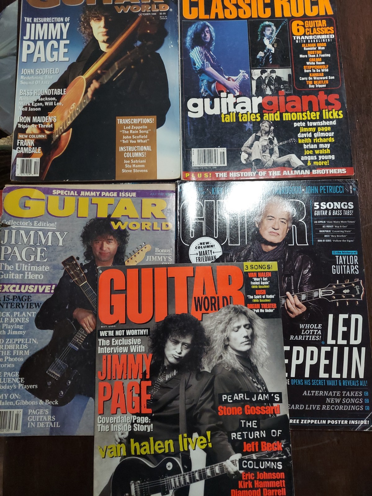 Lot 5 Jimmy Page Magazines Guitar world 17 Songs tabbed