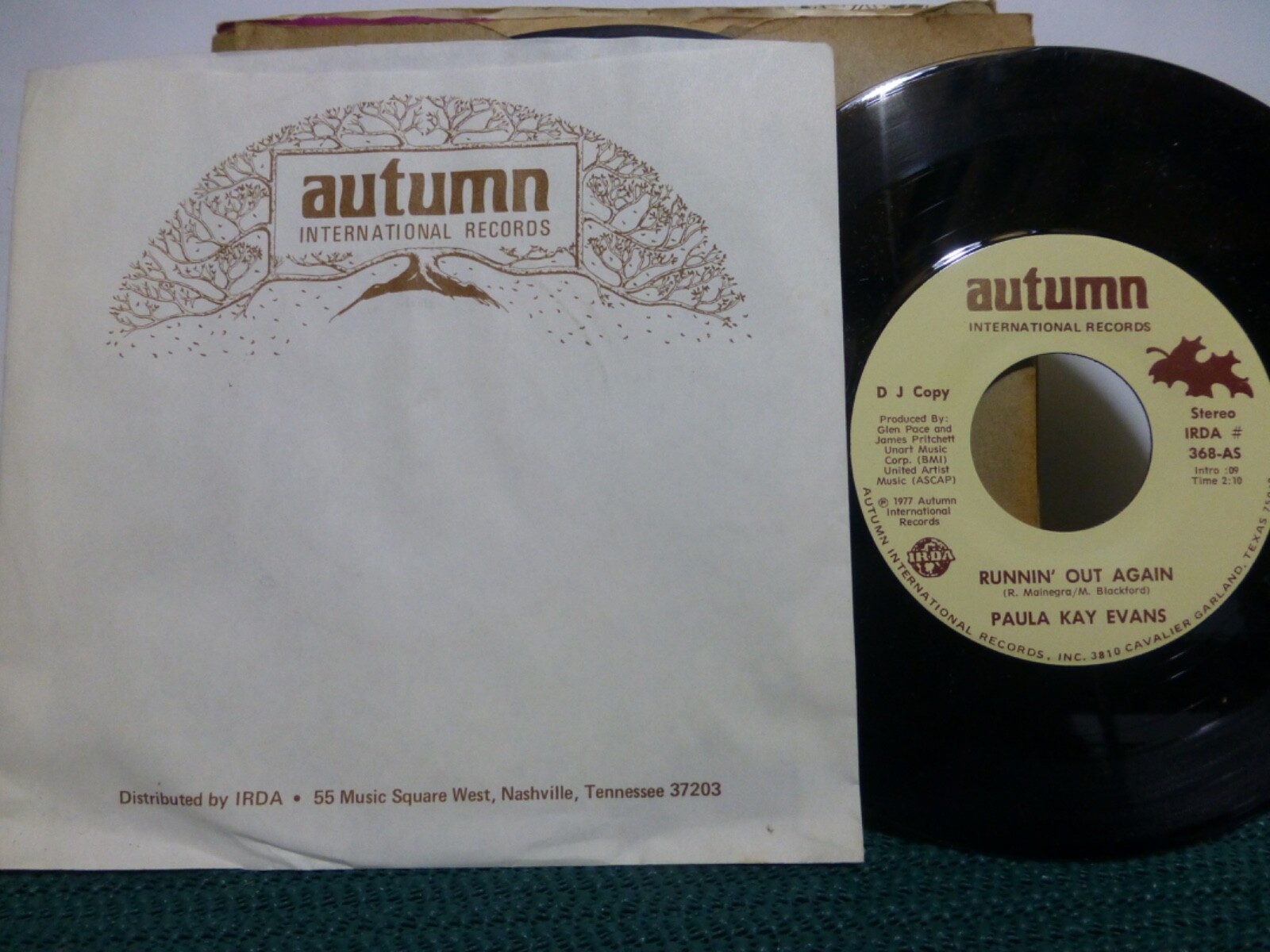 PAULA KAY EVANS RUNNIN' OUT AGAIN & B/W SAME SONG PROMO UNK.   NEAR MINT 45