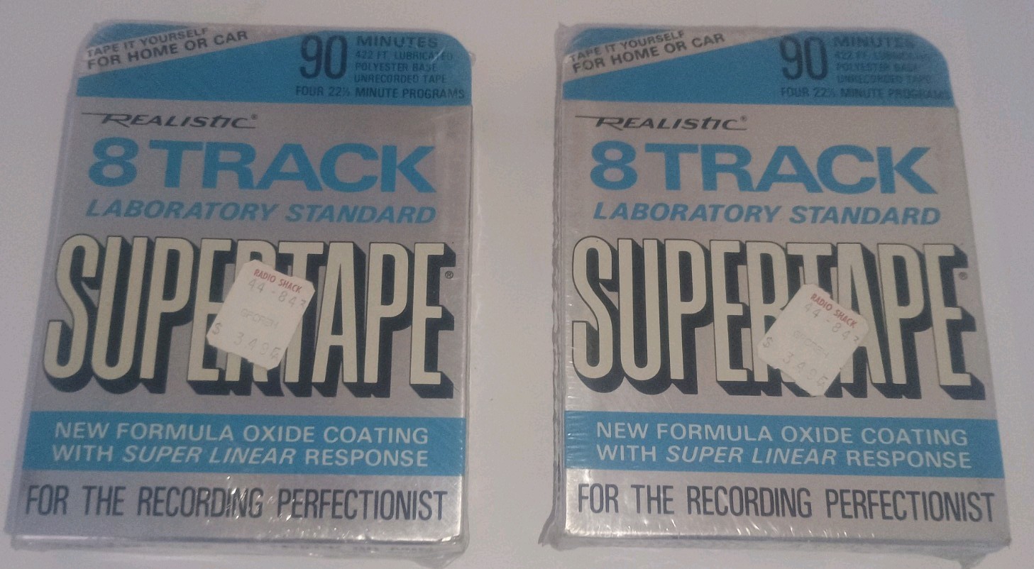 NEW Realistic 8 Track Recordable Blank SuperTape Lot of 2 Sealed Unused 8-Track