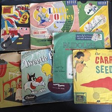 Vintage 1940s 50s Childrens 78 RPM Record Lot Tweety Pie Rudolph Little Orley picture