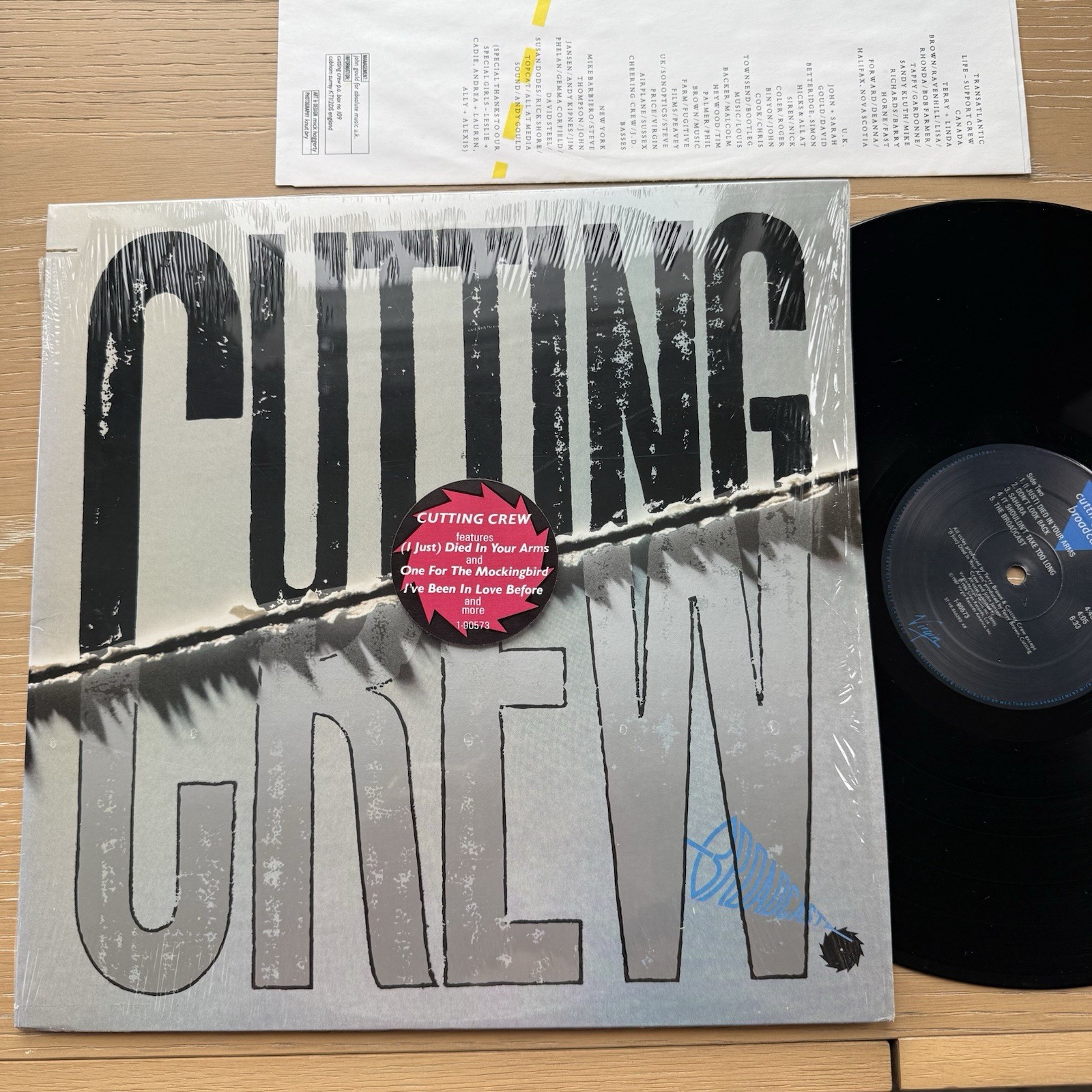 1986 Cutting Crew Broadcast LP US Press In Shrink W/ Original Sleeve VG++ Hype