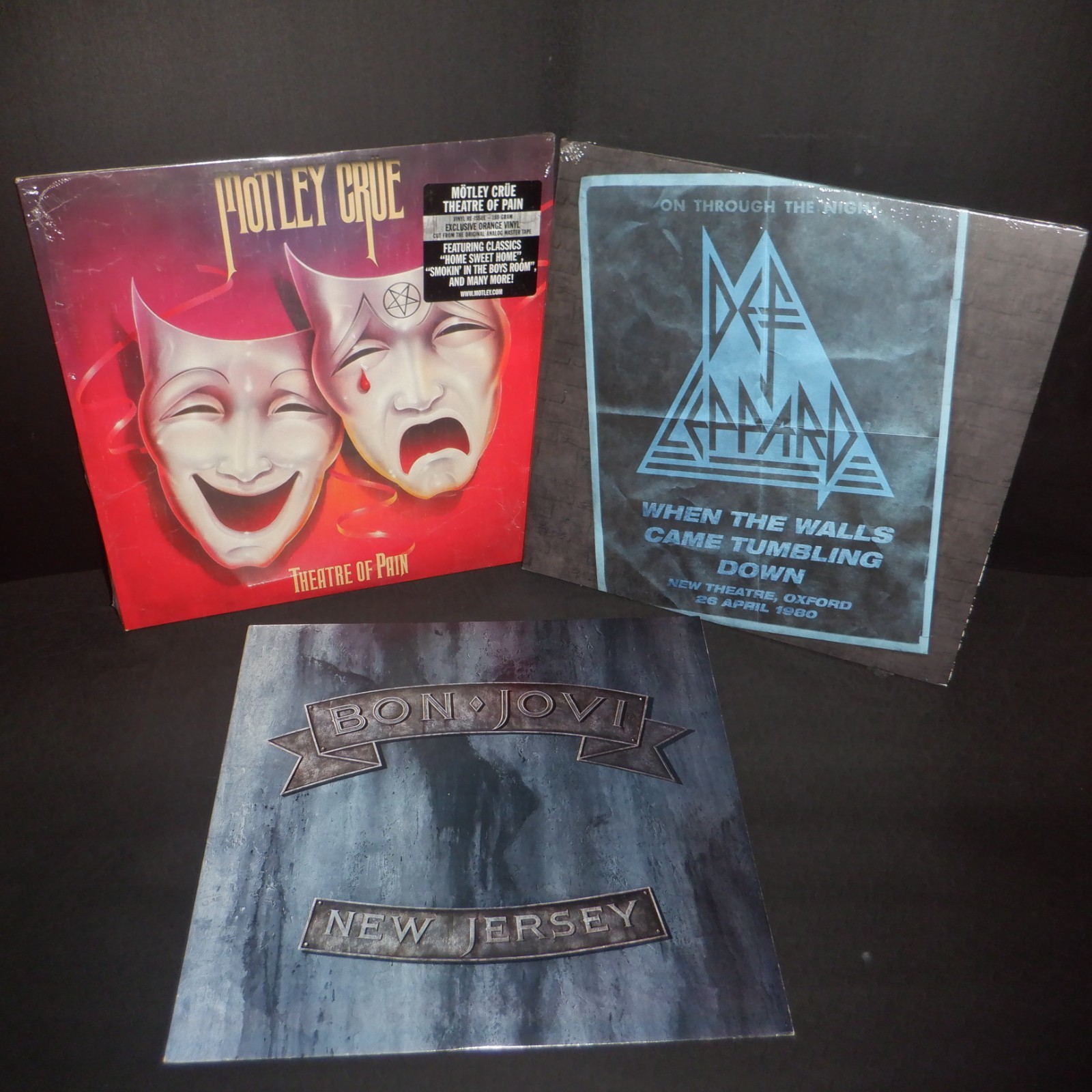 HARD ROCK vinyl LOT x4 MOTLEY CRUE DEF LEPPARD 2LP New + BON JOVI New Jersey EX