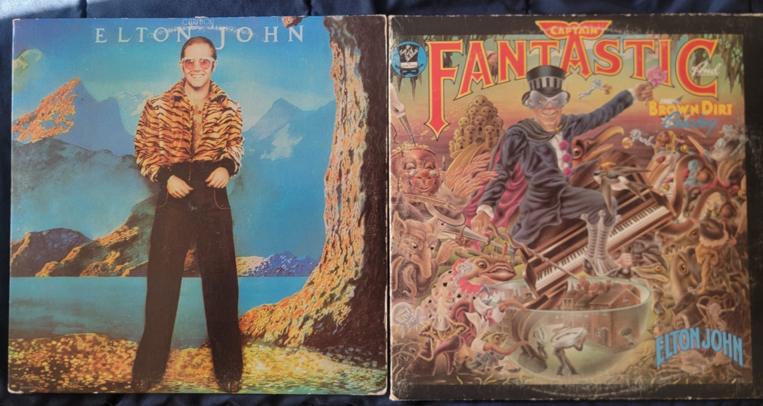 Elton John 2 LPs Captain Fantastic and Caribou Both  EX LPs Play Tested