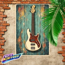 Electric Bass Guitar Metal Sign Vintage Musical Instrument Tin Wall Art picture