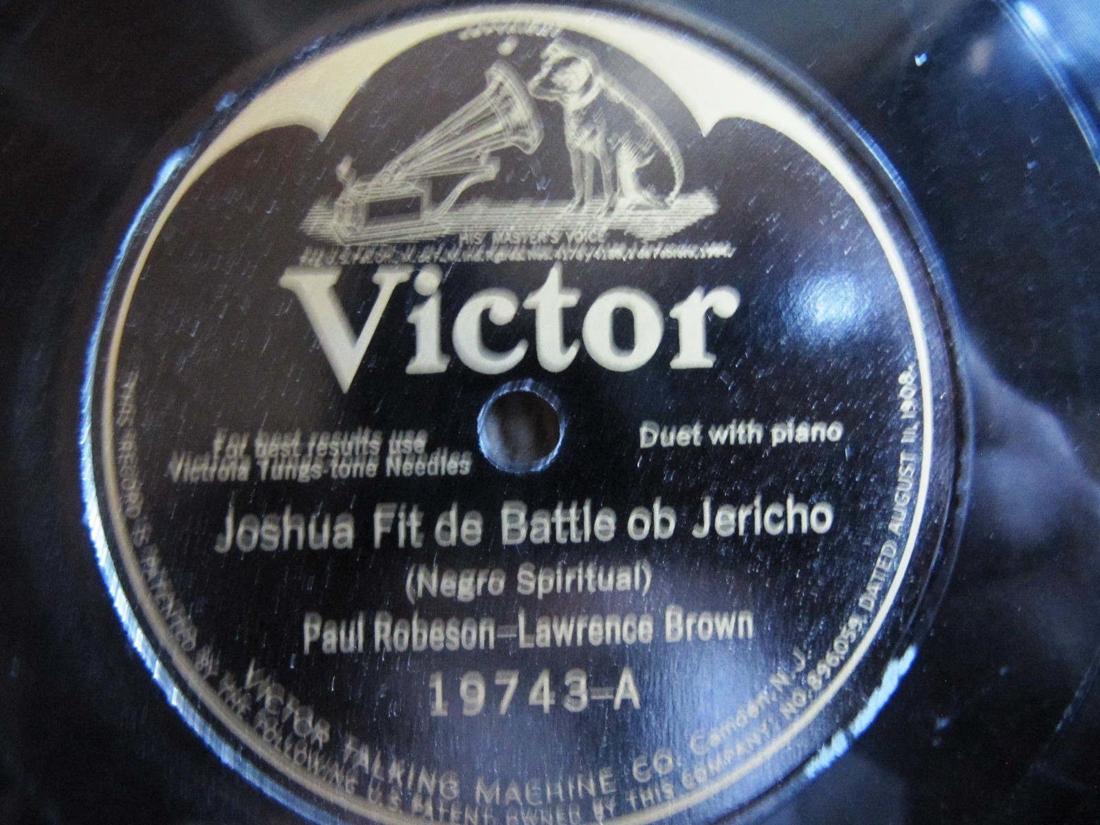 1st Rec 1925 PAUL ROBESON Joshua Fit De Battle Ob Jericho/ Bye And Bye VIC 19743