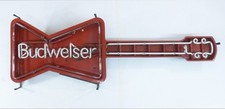 BUDWEISER Bow-Tie BASS GUITAR Neon Sign 1988 RED 41 1/2 w flaws no transformer  picture