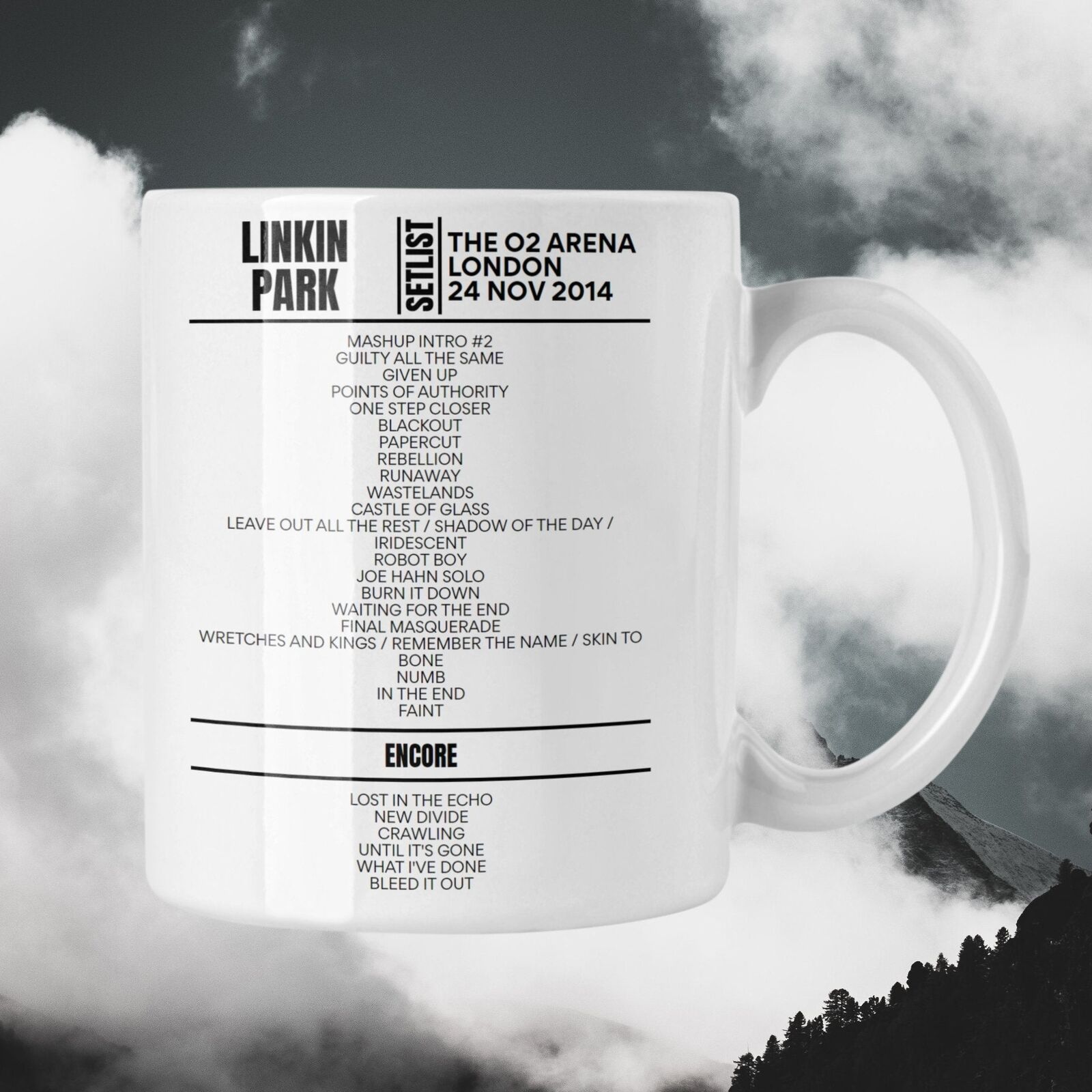 Linkin Park London November 24, 2014 Replica Setlist Mug