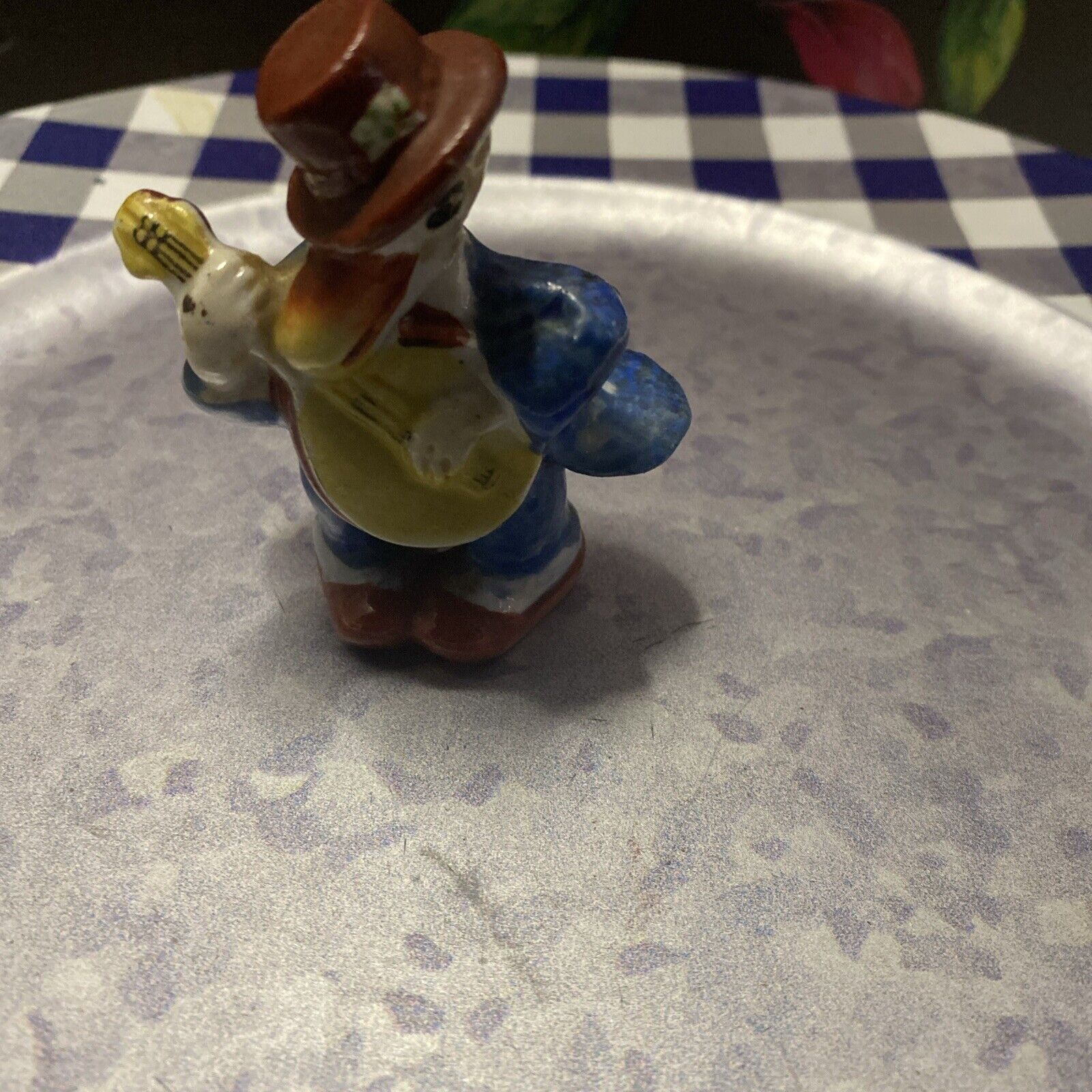 Vintage Occupied Japan Duck Playing Banjo Figurine Porcelain
