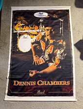 Pearl Drums Dennis Chambers Reference Series Drum Advertising Banner Black Gold picture