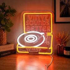 Vinyl Sounds Better Neon Sign for Record Shop, Musical Decor Neon Record Sign... picture