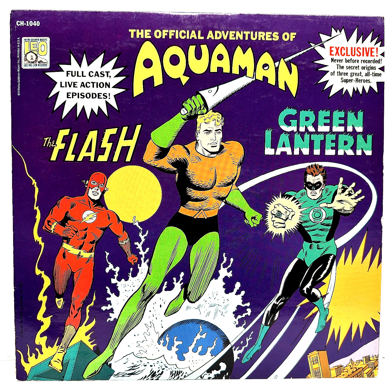 Aquaman Flash Green Lantern 1967 Vinyl LP Leo the Lion Records CH-1040