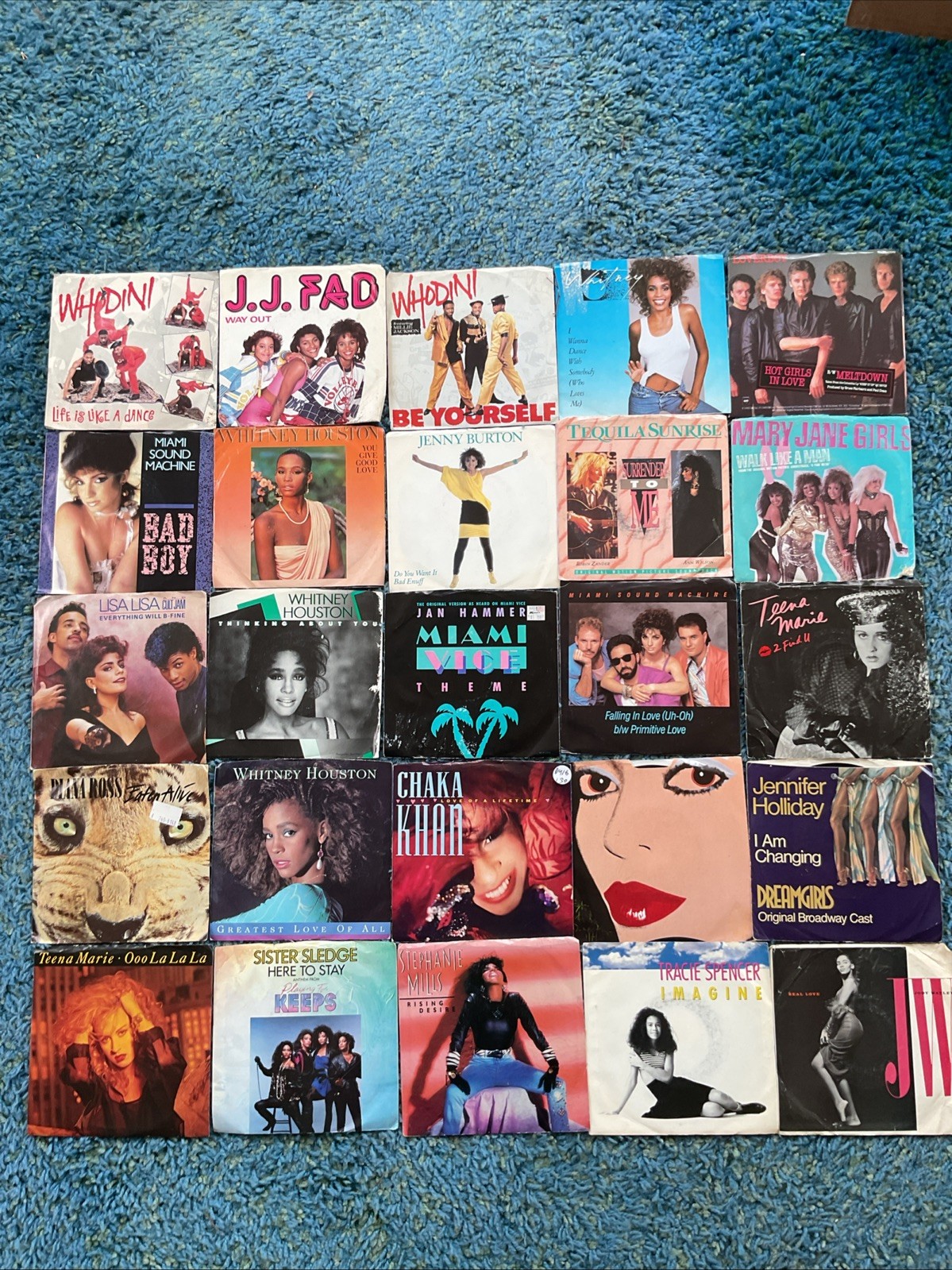 25 VINTAGE  PICTURE SLEEVES POP ,R&B SOUL HIP HOP, 45 RPM RECORDS * LOT EX