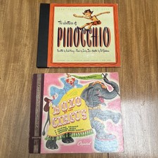 Vintage Bozo at the Circus 10” Styrene 1948 & Pinocchio 1946 Record & Book Set picture