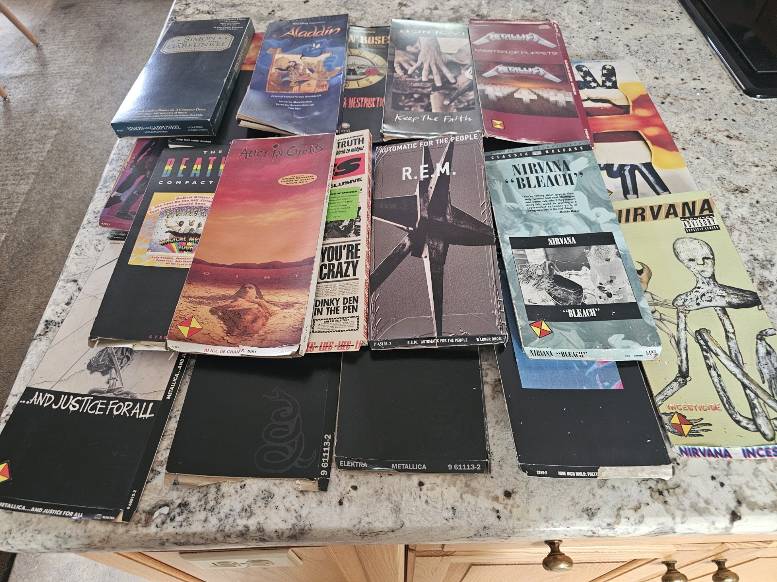 Lot of 21 Vintage 90s CD Longboxes EMPTY Metallica AIC Nirvana GNR Bon Jovi REM