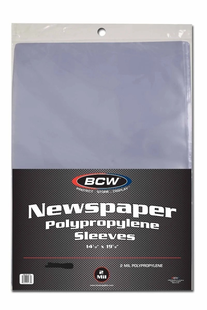 NEW( 5 ct) BCW Newspaper Sleeve- 14 x 19-Acid Free Clear Poly Sleeve 14x19