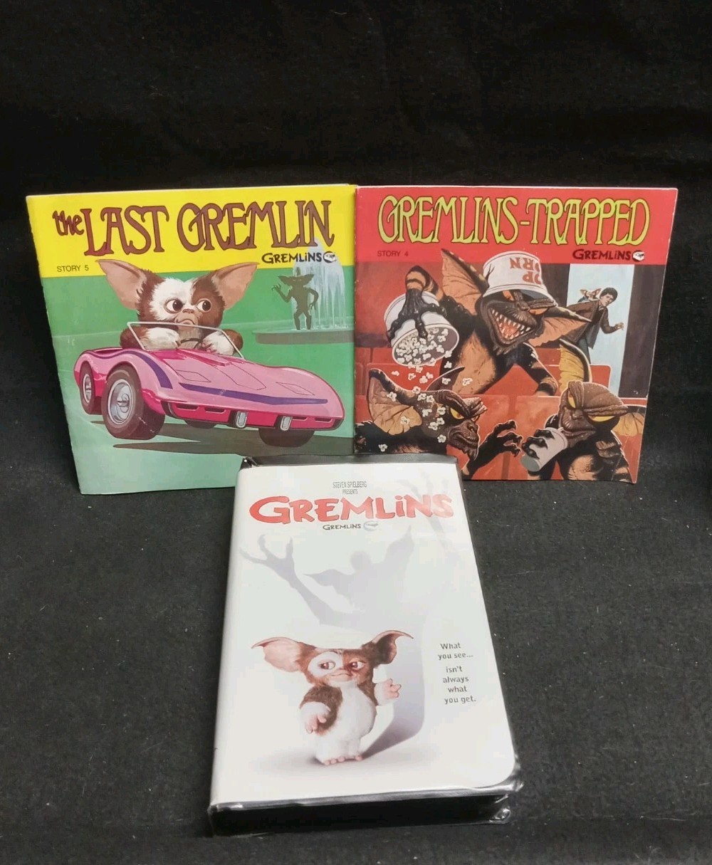 VINTAGE 1984 Gremlins: Tapped & The Last Gremlin  Record 1 & 5 w/ VHS Tape