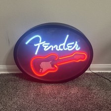 Fender Stratocaster Electric Guitar Flashing Neon Sign Rabbit Tanaka RARE 18.5” picture