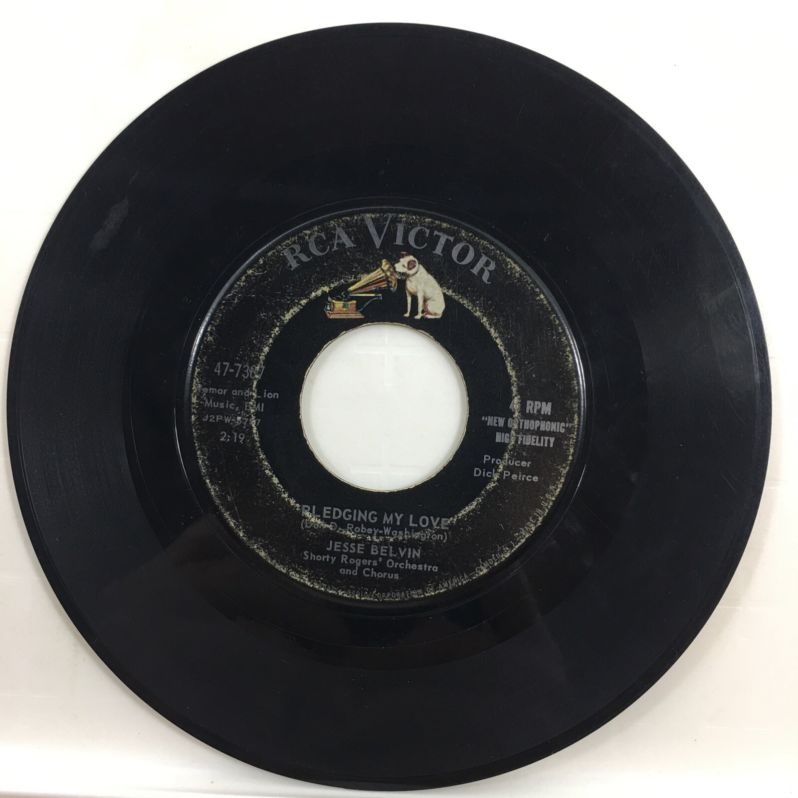 Jesse Belvin Funny Pledging My Love 45 rpm Vinyl Record G G