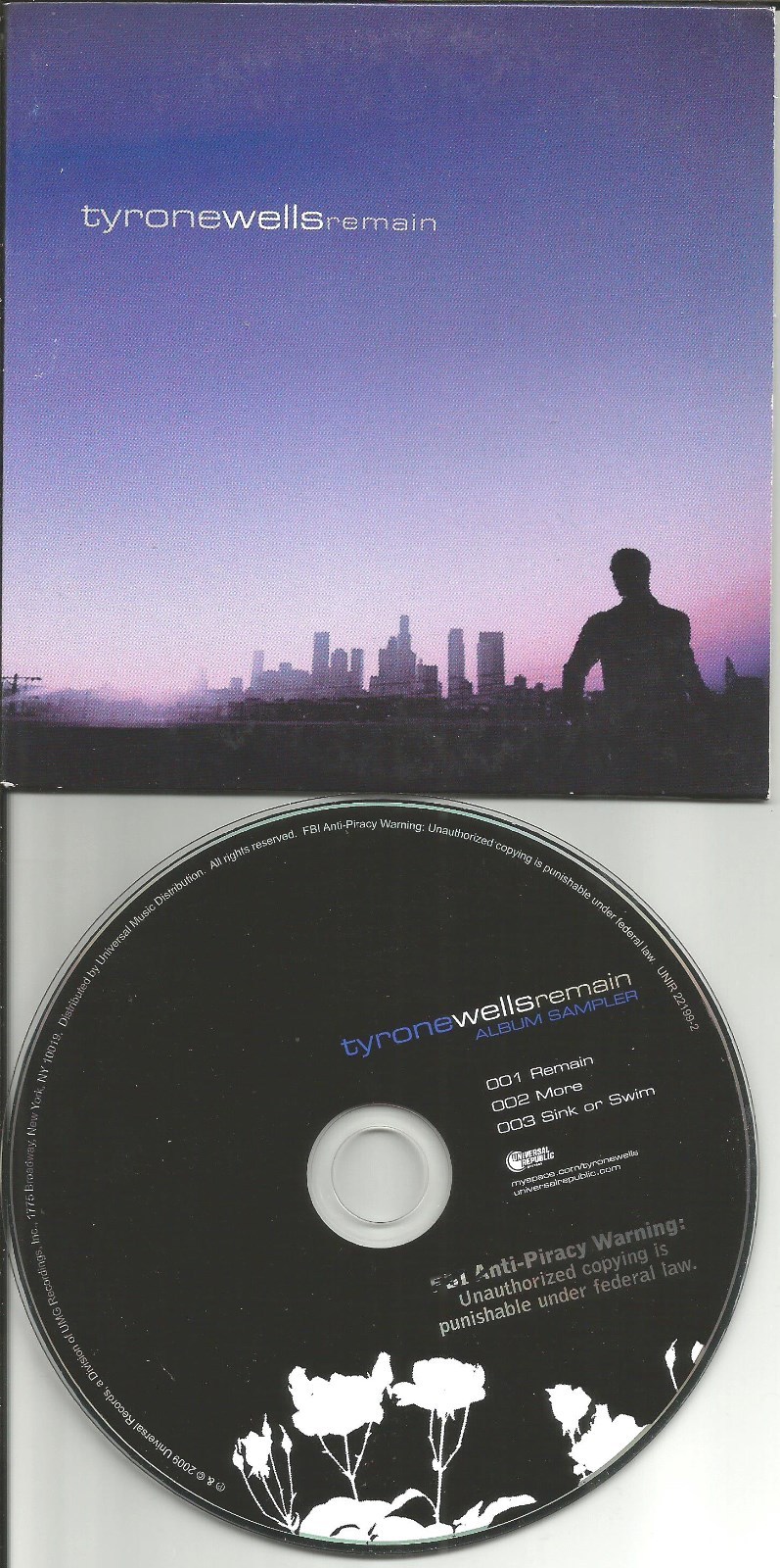 TYRONE WELLS Remain Ultra Rare 3 TRK SAMPLER  PROMO DJ CD Single 2008 USA