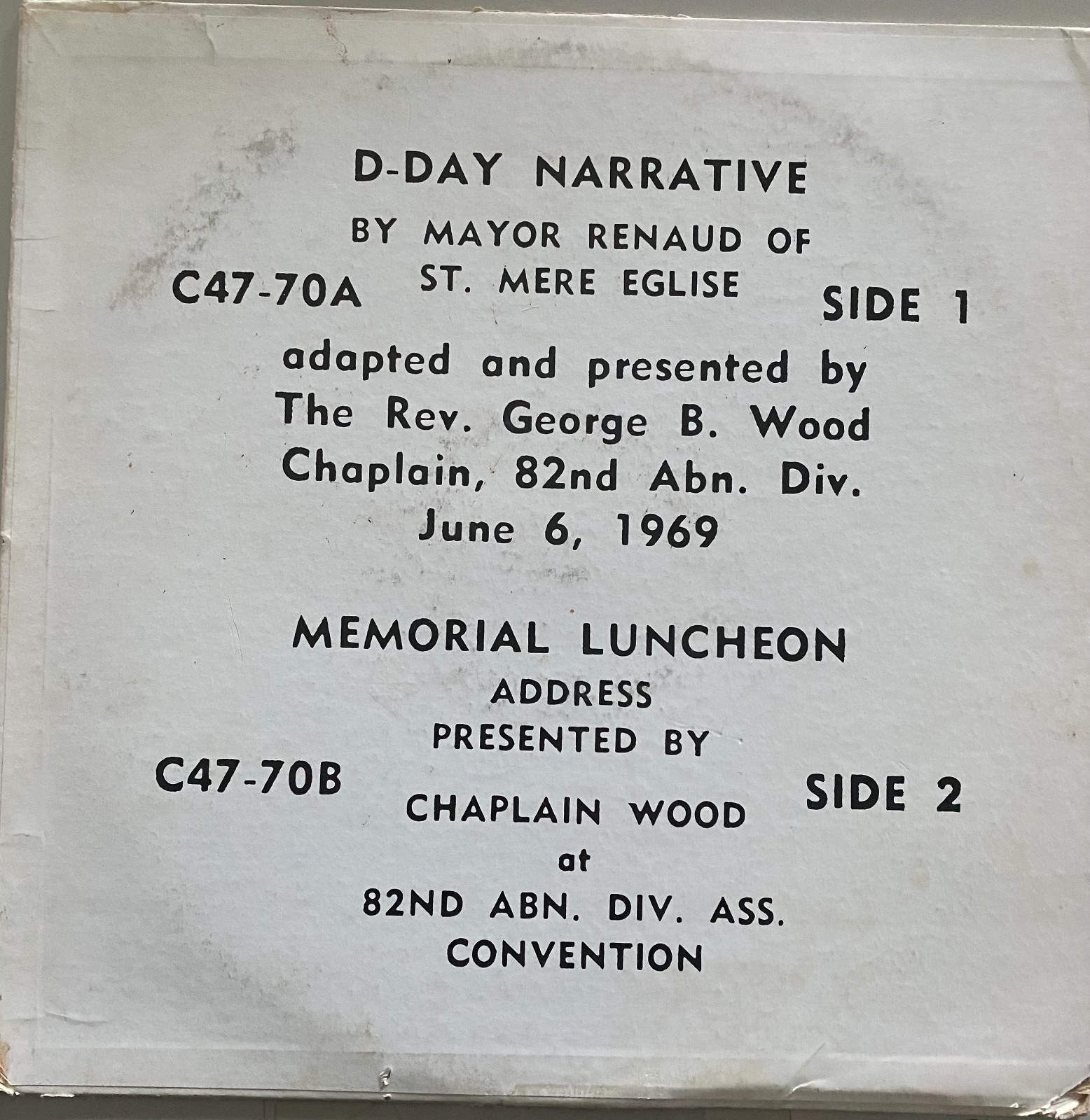Extremely rare vinyl record D-Day Narrative June 6, 1969 
