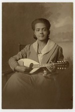 African American Female Mandolin Guitarist 1900 Black Blues Musician Photo 14658 picture