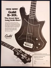 GUILD B-301 BASS GUITAR~ORIG 1977 PROMO PRINT MAGAZINE AD POSTER PINUP CLIPPING picture